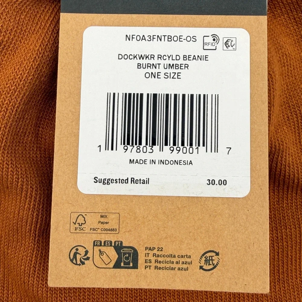 The North Face Dockworker Beanie Unisex OS Burnt Umber Recycled NF0A3FNT *NEW*